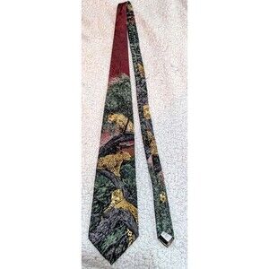 Endangered Species Mens Tie Leopard 100% Silk Made In The USA Vintage